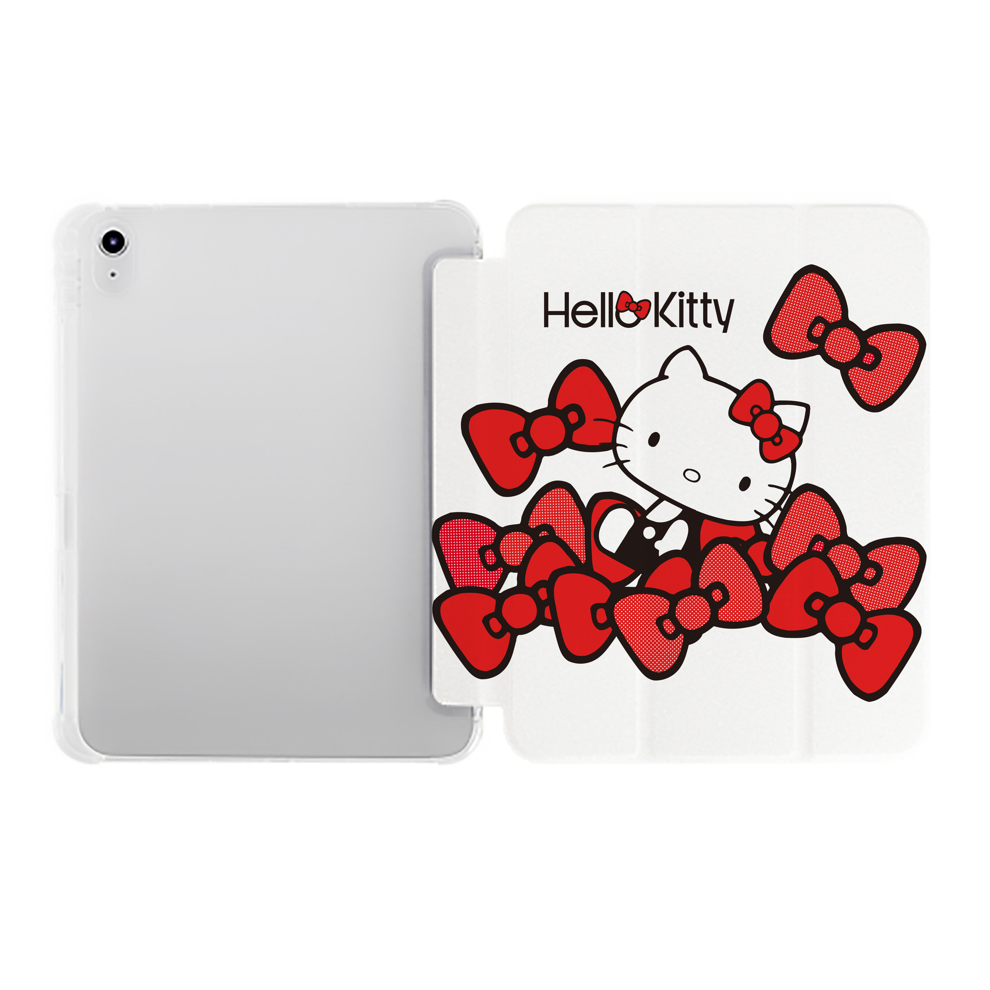 （画像用） Hello Kitty ハローキティ IPad ケース ペン収納付き 三つ折りスタンド PUレザー×シリコン 対応機種9.5/10.5/10.9インチ